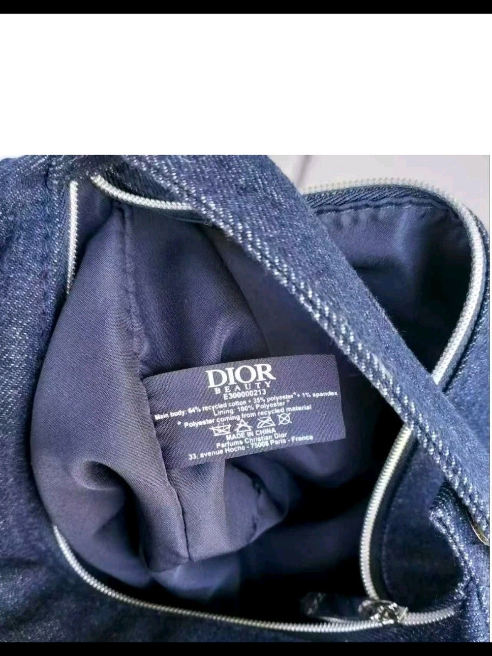 Dior Navy Blue Denim Logo Cosmetic Bag With Handle - Picture 6 of 6